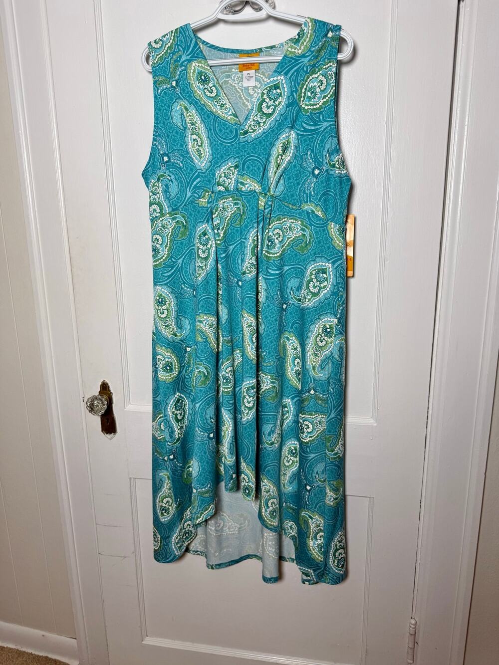 NWT Ruby Rd Petite PL Turquoise Paisley Sleeveless Midi Dress Boho Resort